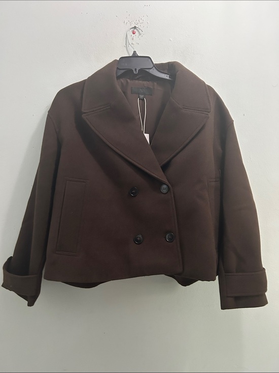 Zara Jackets & Blazers - Zara Double-Breasted Dark Brown Pea Coat
